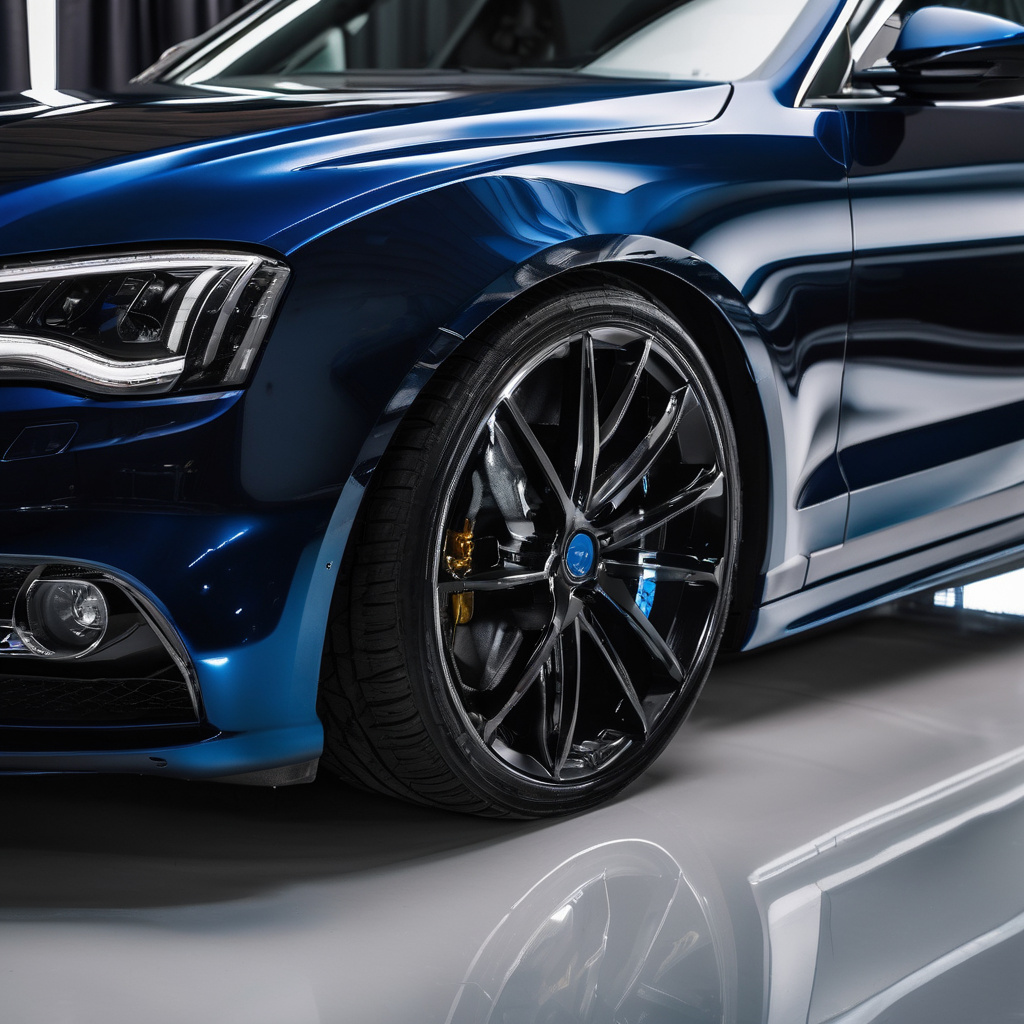 Professional automotive detailing showcase with premium vehicle receiving expert ceramic coating application in modern facility